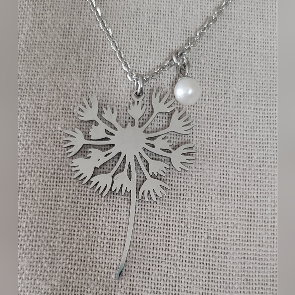 Make A Wish Dandelion Necklace With Real Pearl